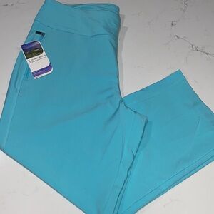 Pebble Beach Dry-Luxe Cropped Pants Aqua Blue zip pocket size 16